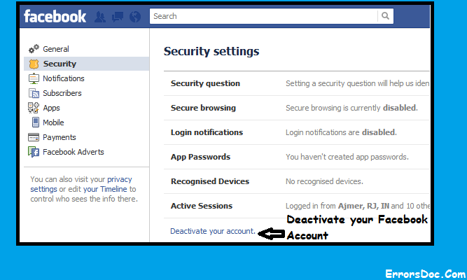 How To Deactivate Facebook Account