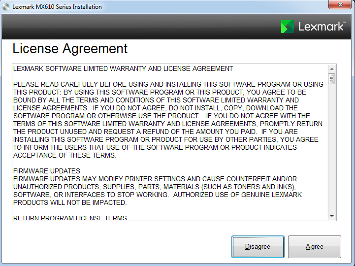 Lexmark Printer Driver License Agreement