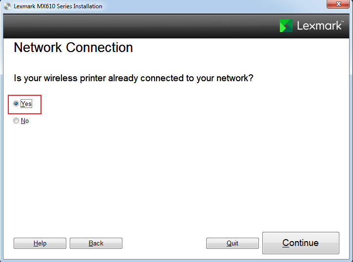 Network Connection of Lexmark Printer