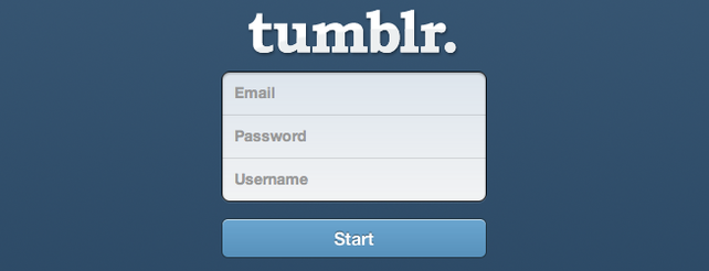 Tumblr app username Password