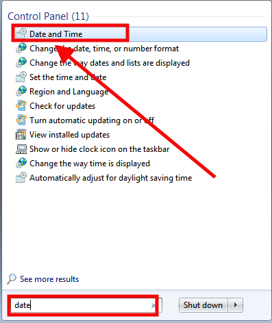 Date and Time Search -Windows Update Error 0x80244022