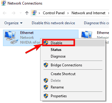Disable Network Connection
