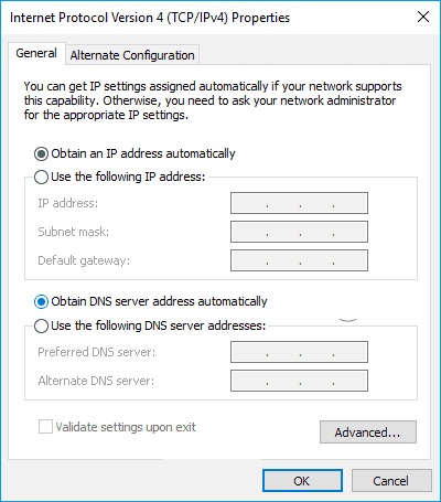 Select Obtain DNS server address