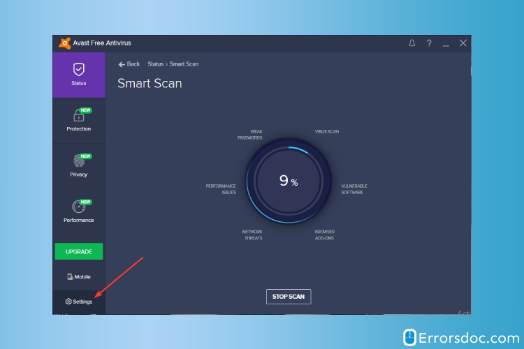 Smart scan- Avast install error windows 10