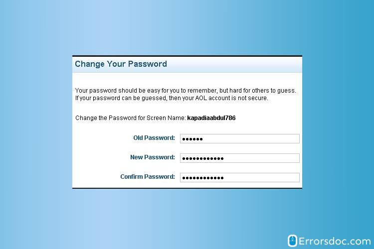 Enter new Password -How do i change my AOL Password