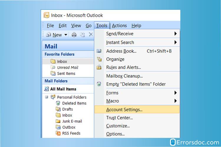 Account Settings-Bellsouth email settings outlook