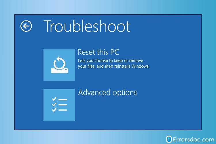 Troubleshoot windows 10 and reset PC