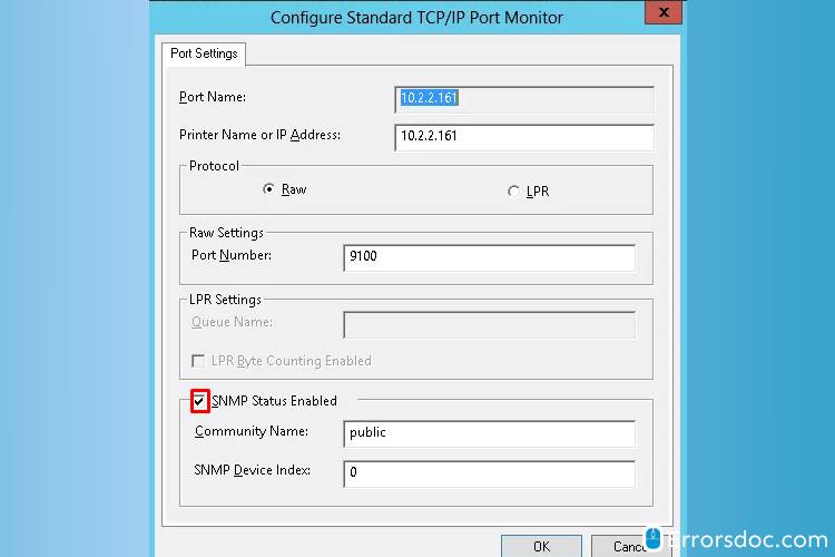 SNMP status enabled - canon printer offline windows 10