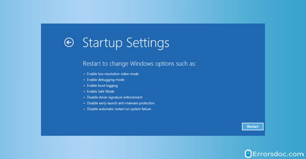 “Windows Startup Settings” and Press “Restart - Dell Black Screen