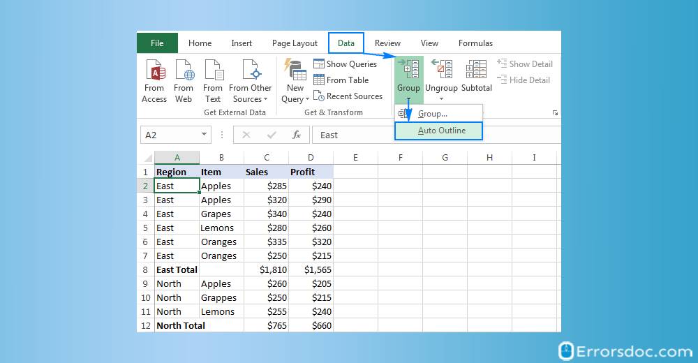 Outline - how to group rows in excel with expand collapse