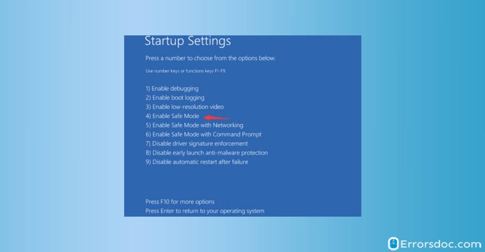 Key 4 - how to boot up in safe mode windows 10
