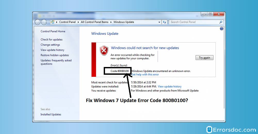 Windows 7 Update Error Code 800B0100 (14 Fixes)