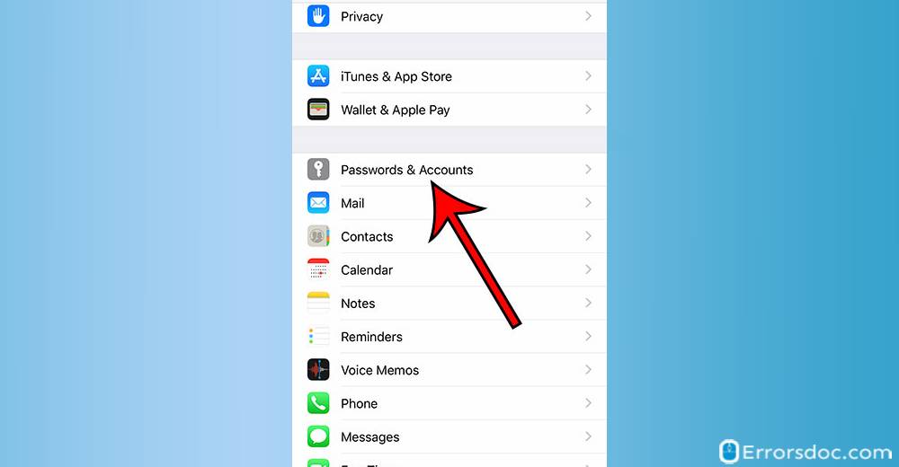 Password & Account - Log out of Email on Iphone