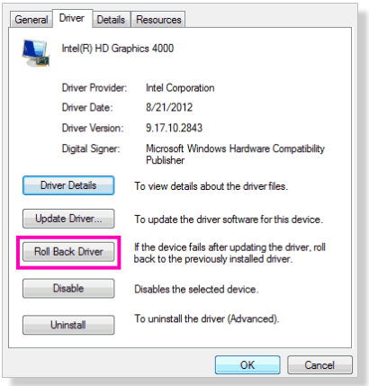 Roll back - windows driver power state failure