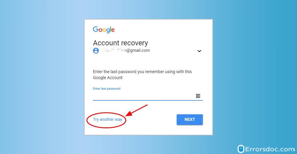 Try Another Way - recover gmail account password