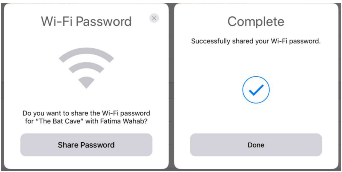 how to share wifi password from iphone to mac