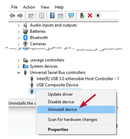 Uninstall - windows does not recognize usb device