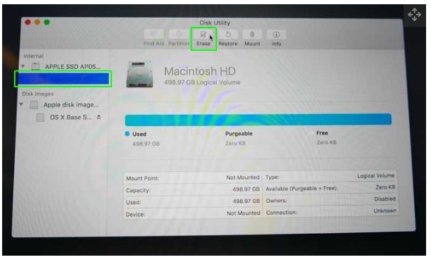 erase - factory reset macbook pro