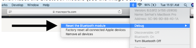 Reset the Bluetooth Module - macbook pro bluetooth not working