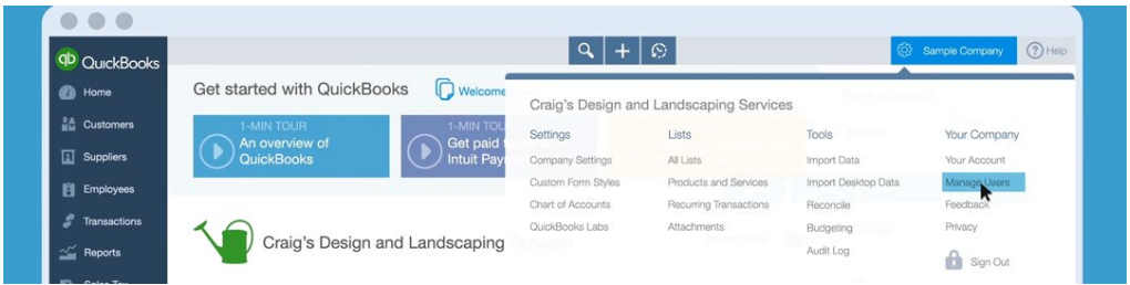 manage user - add accountant to quickbooks online