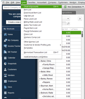 Chart of Accounts - Record a Loan Payment in Quickbooks