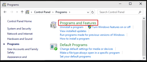 Programs and Features - bad pool header windows 10