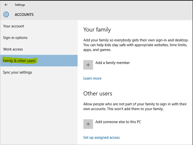 Family & other users - change administrator windows 10