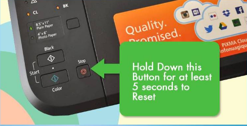 5 second - how to reset canon printer