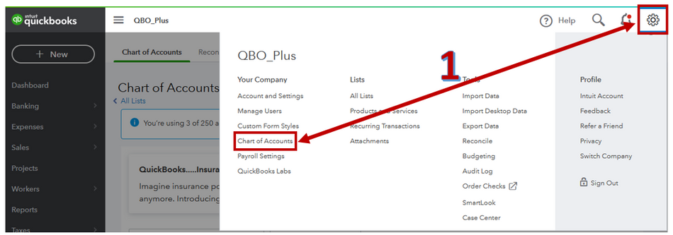 Chart of Accounts - quickbooks trade in vehicle