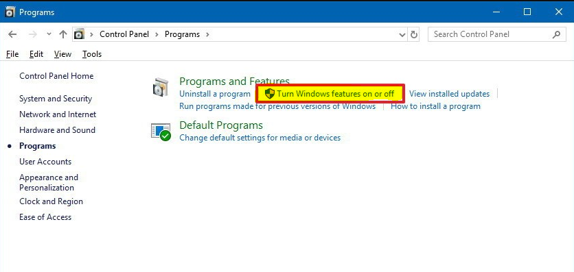 Turn Windows features on or off - setup ftp server