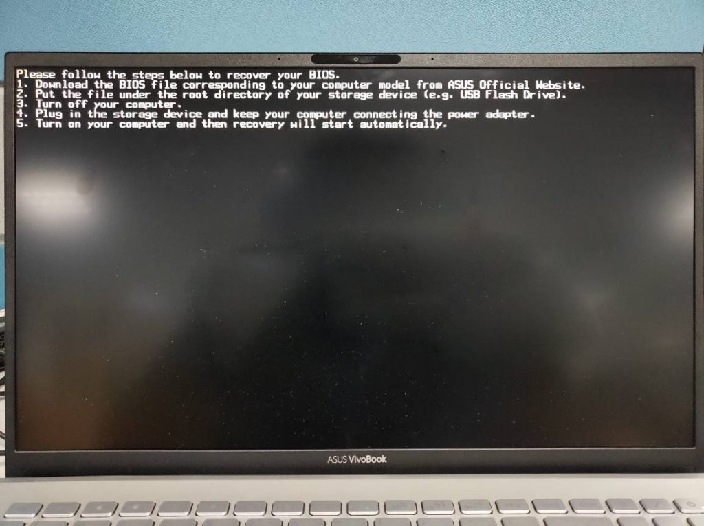 update the BIOS - asus laptop black screen no bios
