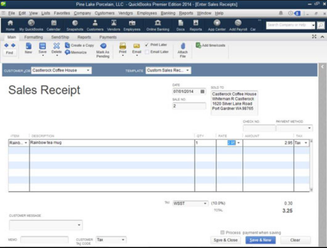 What is Revert in QuickBooks for a Sales Receipt?