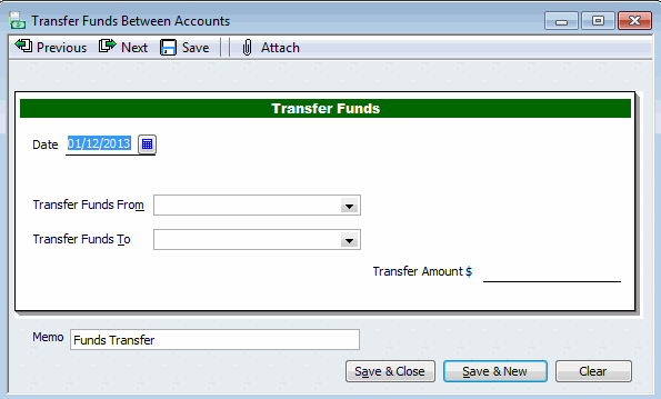 how do i record a transfer between accounts in quickbooks