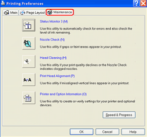 Check the Maintenance tab in Printing Preferences from your Windows PC