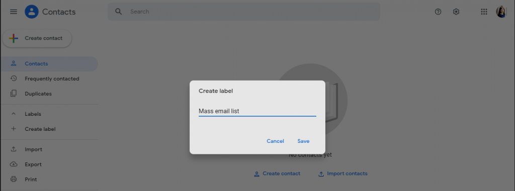 Create Label” button