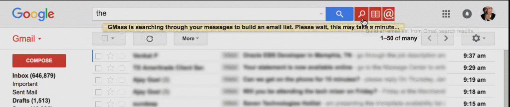 GMass Build Email List