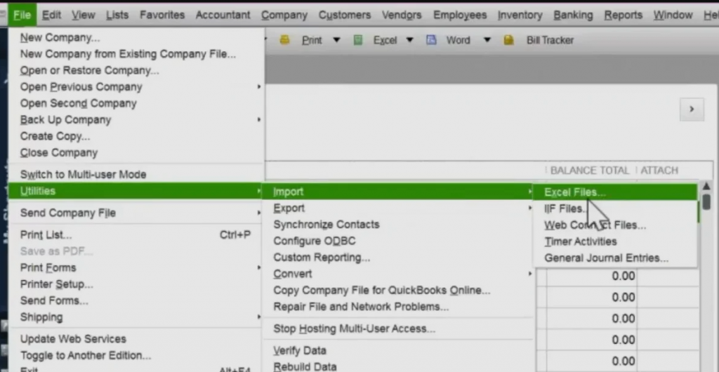 Select the “Excel Files” option to import bill or invoice into quickbooks online