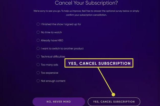 Yes, hbo Cancel Subscription