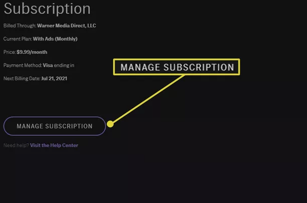 manage subscription to cancel hbo subscription