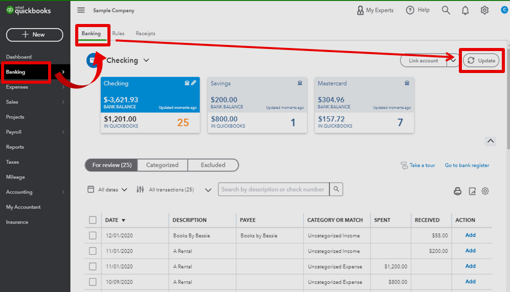 tap on update to Import Invoices into QuickBooks Desktop